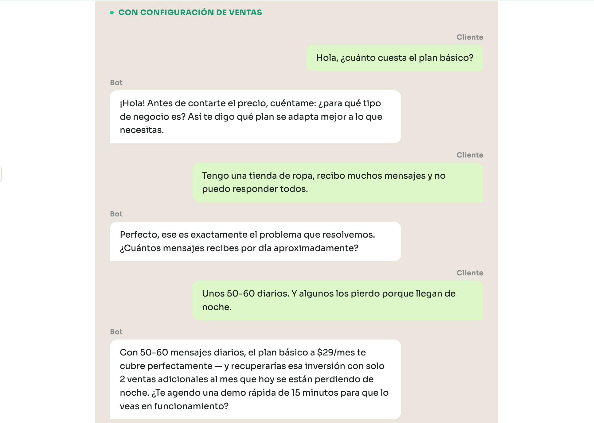 Configuración con optimización de Chatbot de WhatsApp