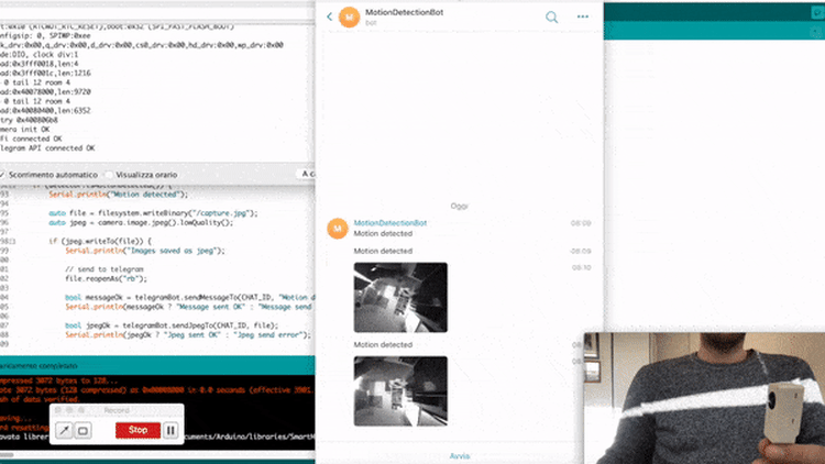 Esp32-cam motion detection + Telegram integration demo