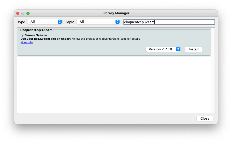 Install EloquentEsp32Cam library