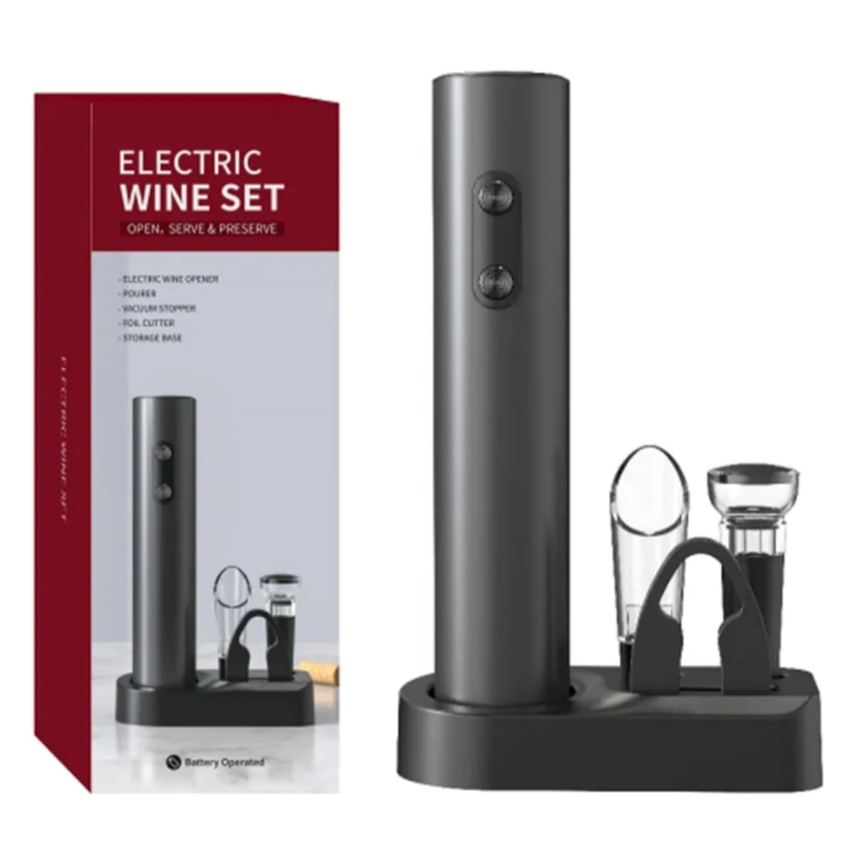 Set Sacacorchos Eléctrico Recargable para Vino