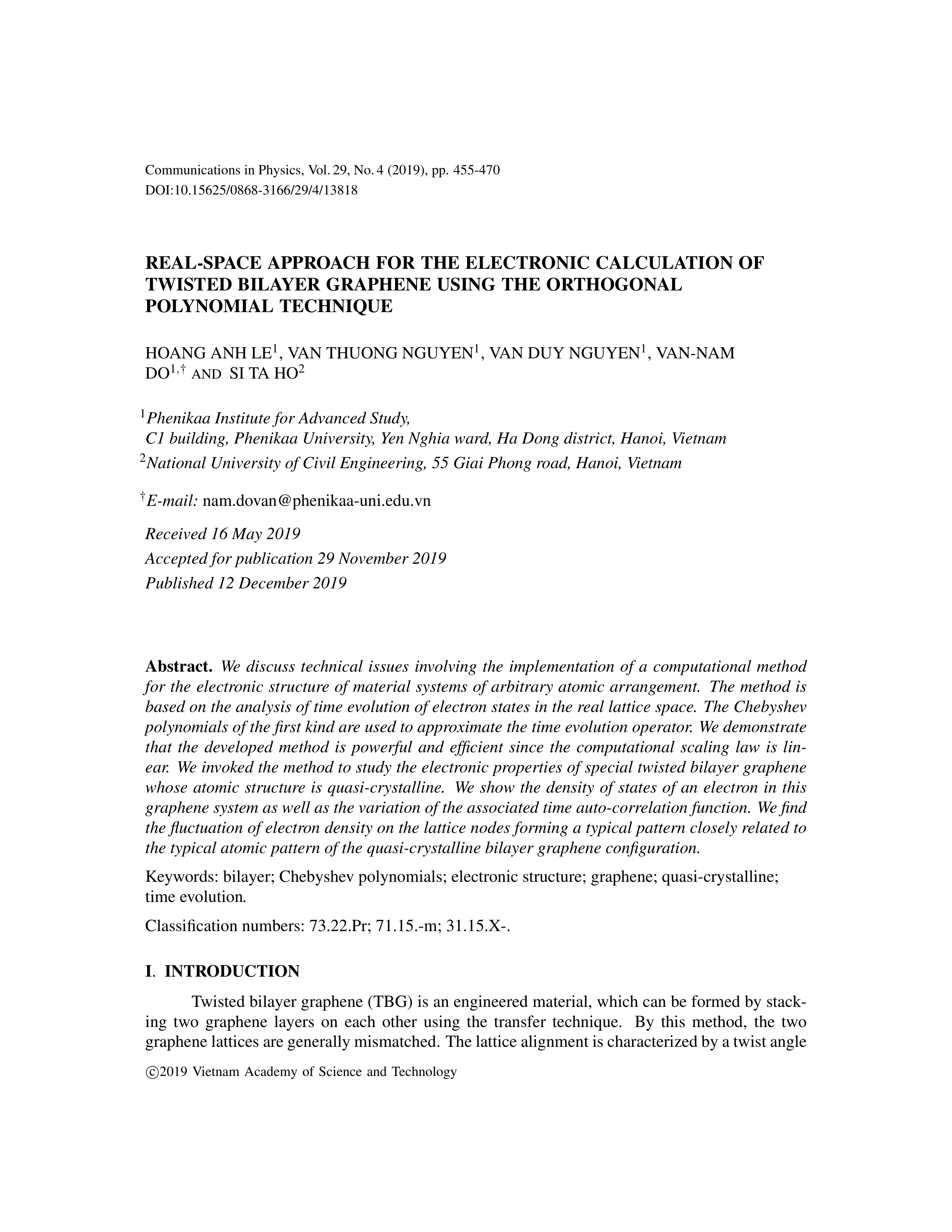 Real space approach for the electronic calculation of twisted bilayer graphene using the orthogonal