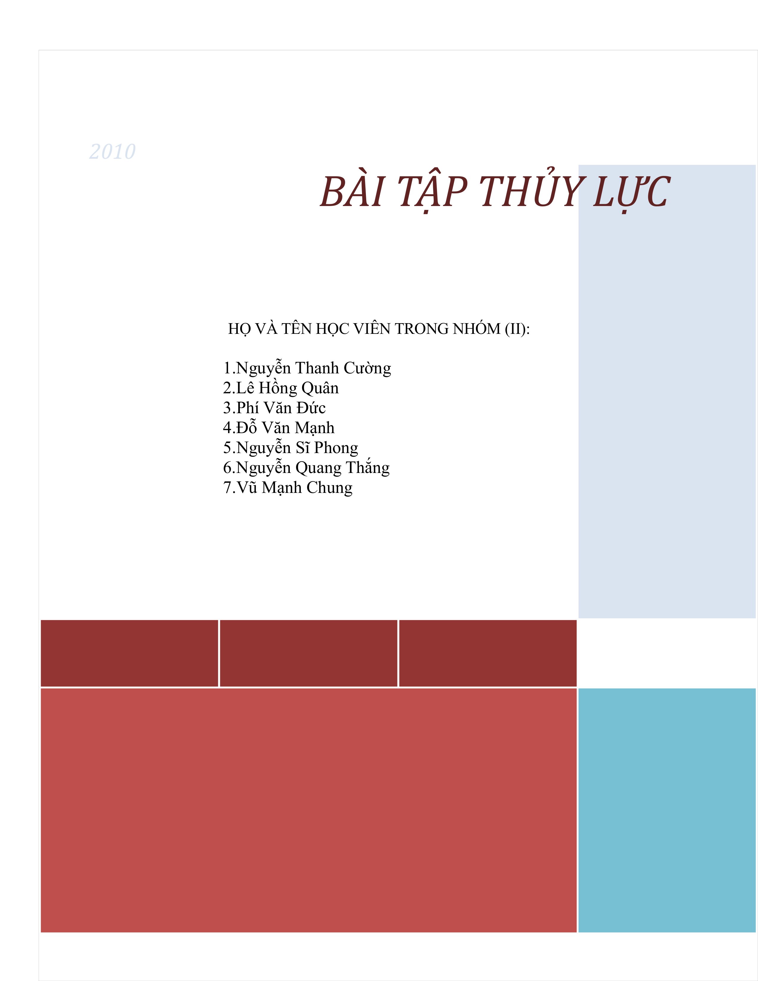Bài tập thủy lực