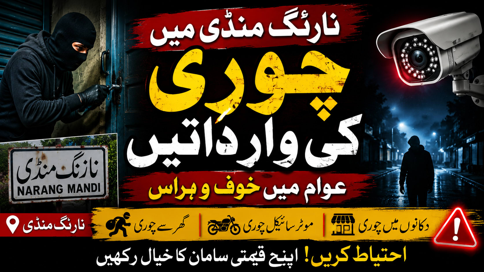 نارنگ منڈی (SahibMeo) چوری اور ڈکیتی کی وارداتوں کاسلسلہ نہ رک سکاشہری پریشان پولیس کے اعلی حکام سے نوٹس لینے کامطالبہ 