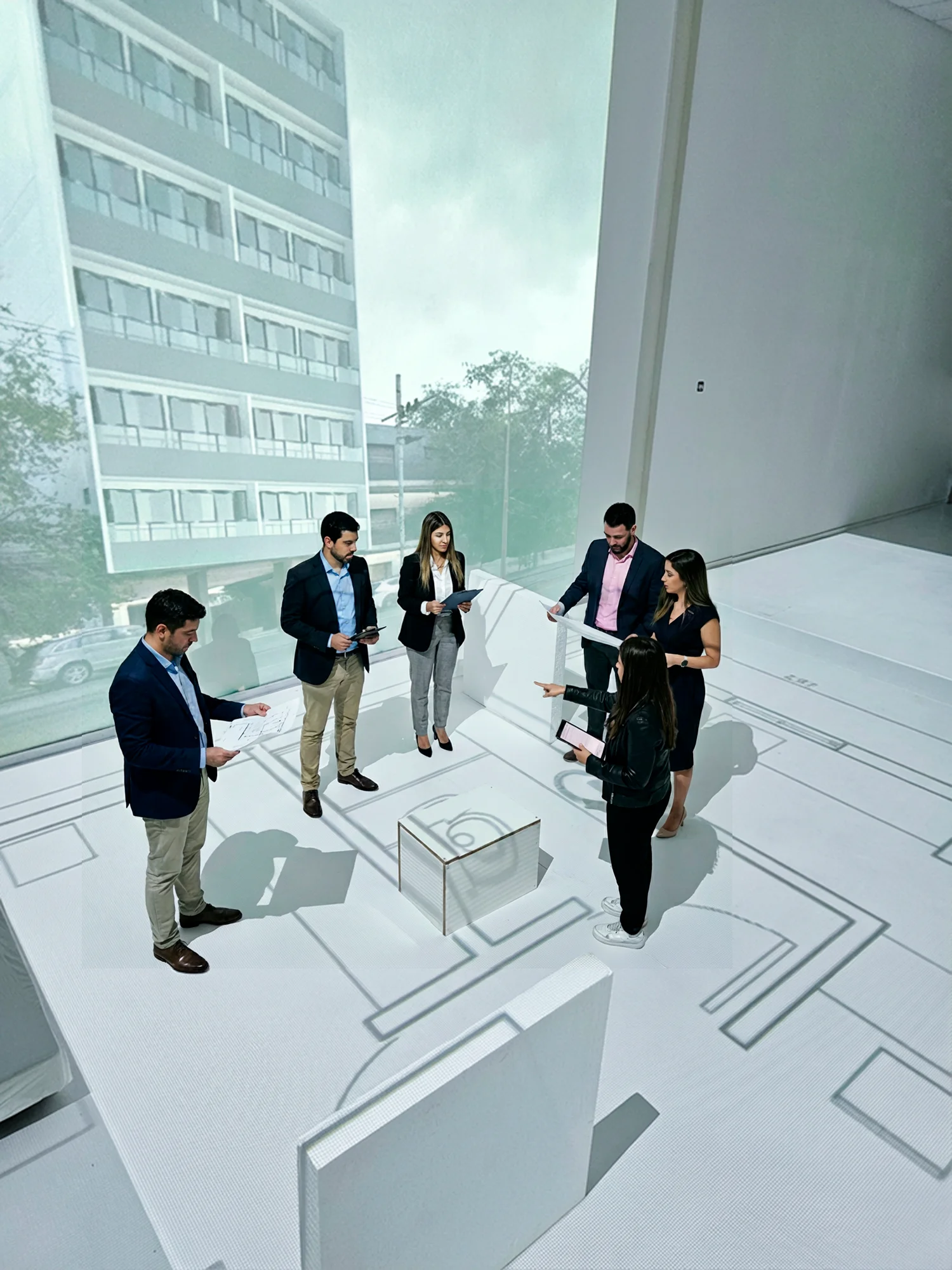 Reunión premium de inversores en el showroom