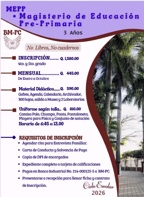 Pre-Primaria Colegio BM-PC - Educación temprana de calidad