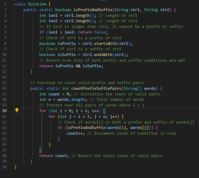 Coding Problem: Count Prefix and Suffix Pairs I