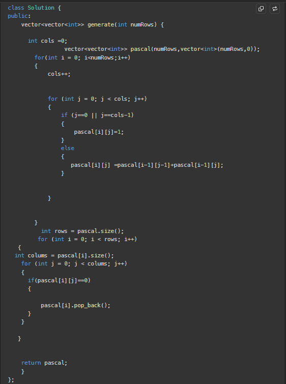Program to create Pascal's Triangle