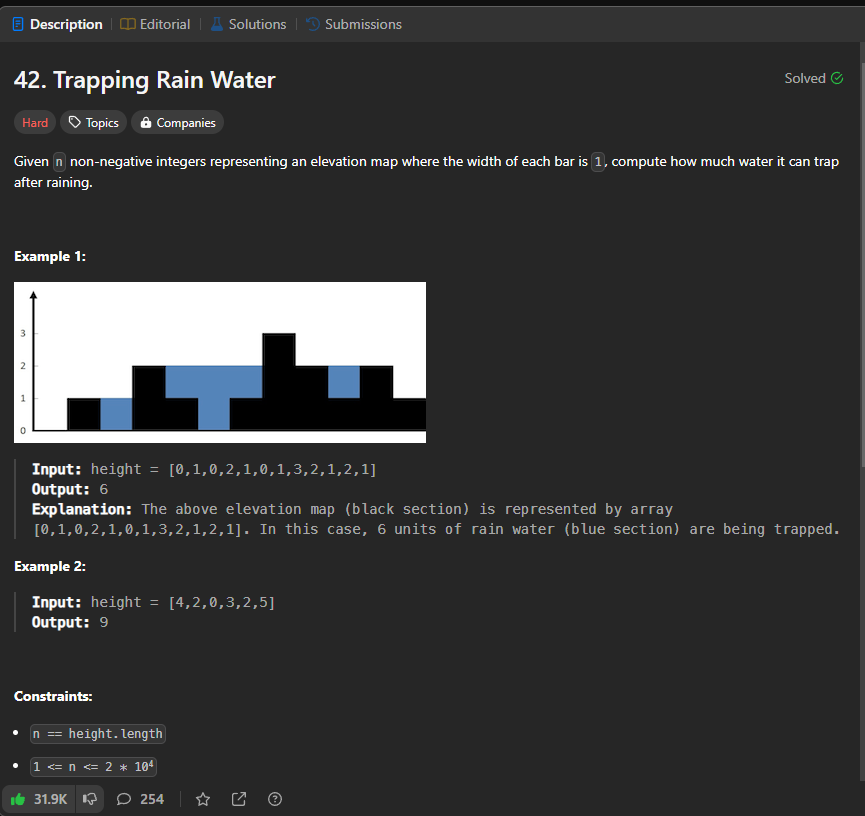 Coding Problem: Trapping Rain Water
