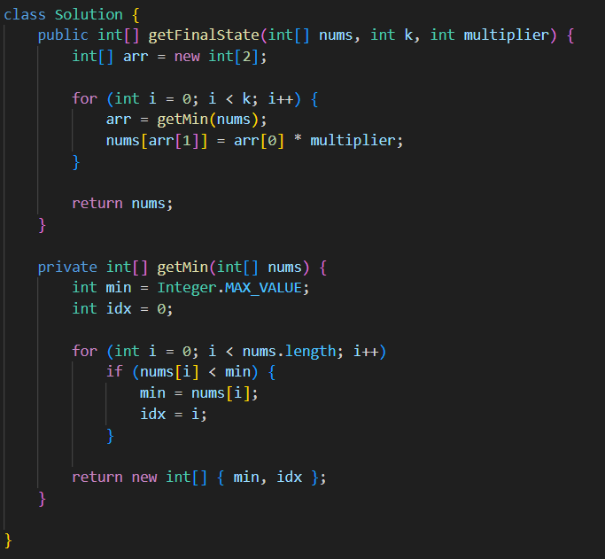 Final Array State After K Multiplication Operations I