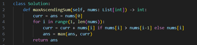 Maximum Ascending Order Subarray Sum