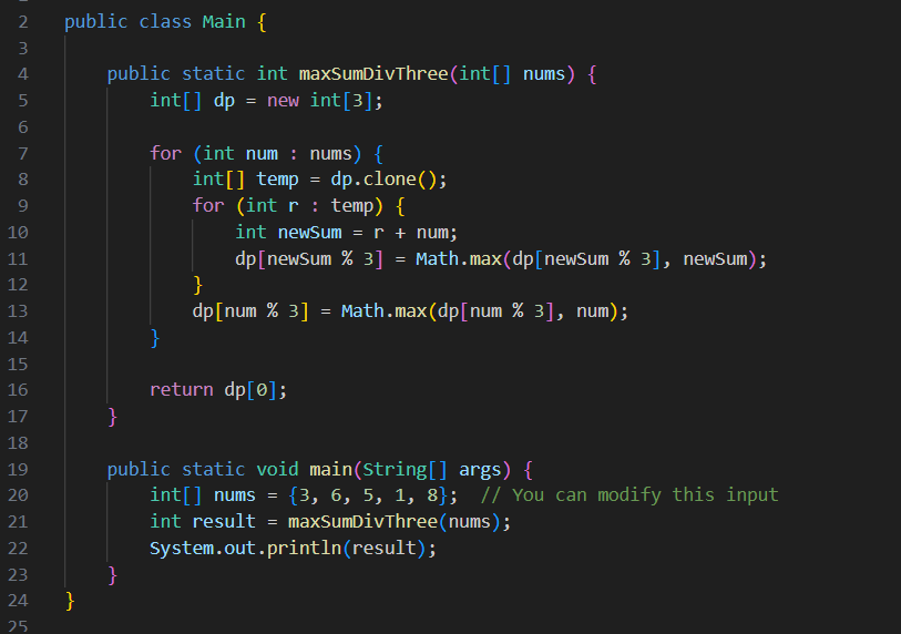 Greatest Sum Divisible by Three-Java