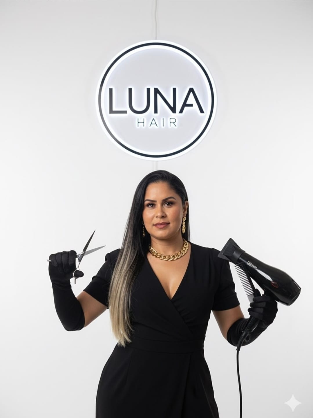 Interior do Studio Lunna Hair - Ambiente sofisticado e acolhedor