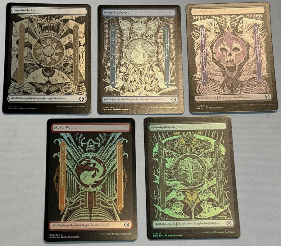 Phyrexia: All Will Be One: Basic Land Set V.2 FOIL ( 5/5 land set ) 4 SETS = PROMO!