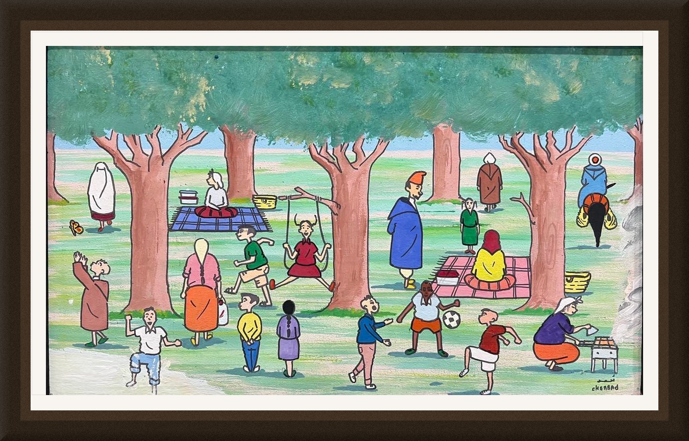 Tableau scène de parc marocain ludique