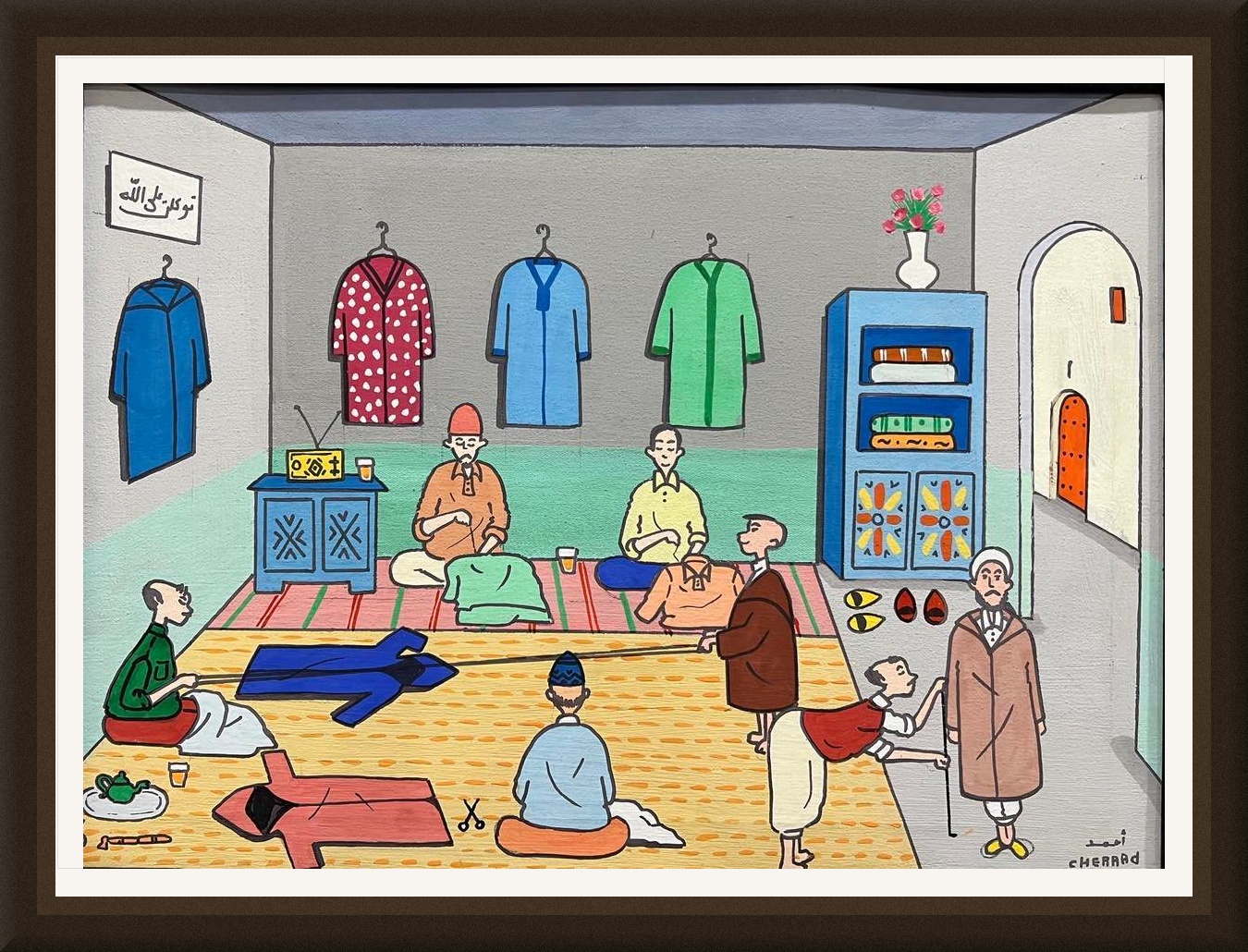 Tableau scène marocaine atelier de couture