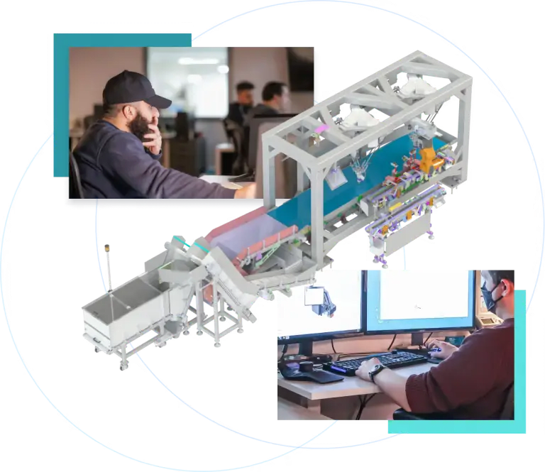 custom 3D SolidWorks design of automated parts feeder system