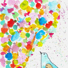 Blue Bird with Happy Tree detail 1
