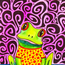 Groovy Frog in Polka Dots detail 1