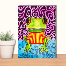 Groovy Frog in Stripes detail 1