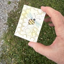 ACEO #18 Honeycomb &amp; Bee detail image 1 by ScaryHairLadyArt
