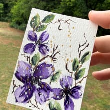 #16 Purple Flowers detail image 2 by ScaryHairLadyArt