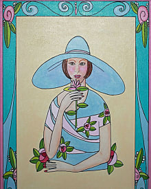 Lady in a blue hat