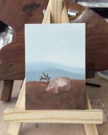 Moose oil painting on paper OOAK