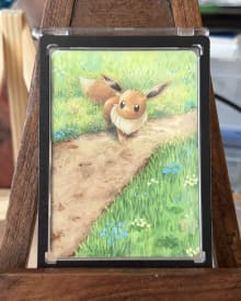 Eevee Handpainted pokemon card - Acrylic - ACEO