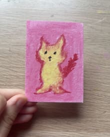Pokémon Cat — Original Oil Pastel ACEO