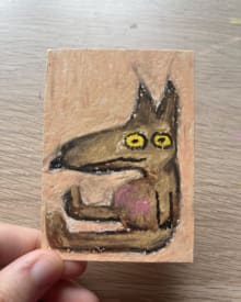 Funny Dog — Original Oil Pastel ACEO