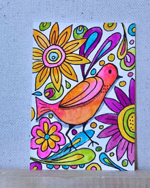 Bird in a Groovy Garden