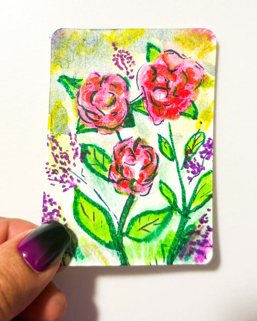 Original ACEO - Watercolour- Flowers OOAK by Wanda Fitzgerald