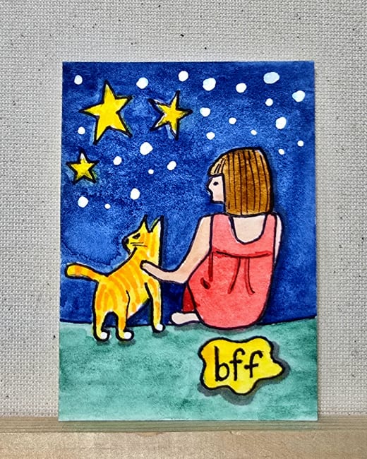 Girl and Cat BFFs