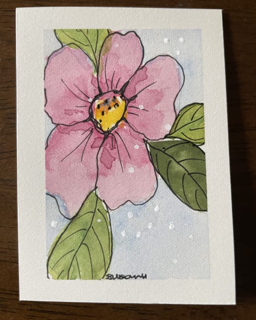Watercolour Pink Flower #3