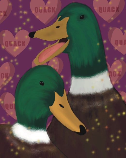 "Quack in Love" Original Print ACEO