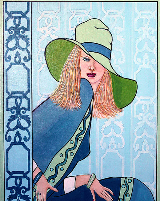 Lady in a green hat #1