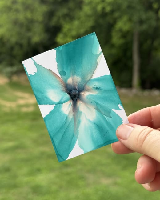 #55 Alcohol Ink Teal Flower