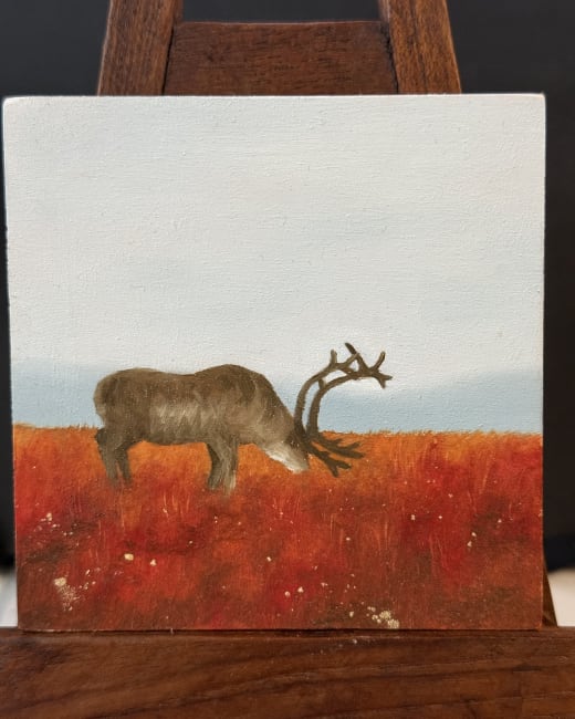Moose oil painting