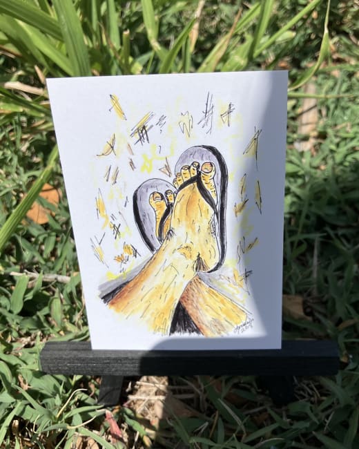 Hanging loose, print