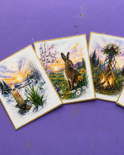 ACEO Print Set 2 – Wheel of the Year | Imbolc, Ostara, Beltane & Litha