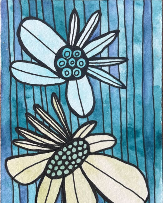 Stacked Flower Series 2/2 "Blue"