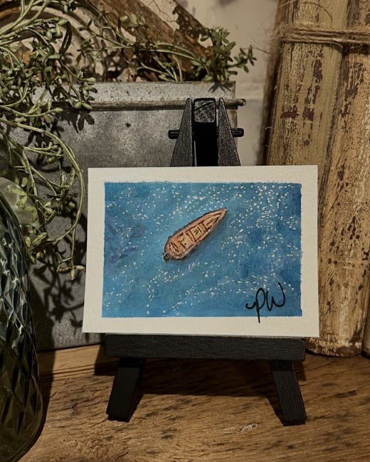 Original Artwork “Lone Boat” Watercolor and Pen
