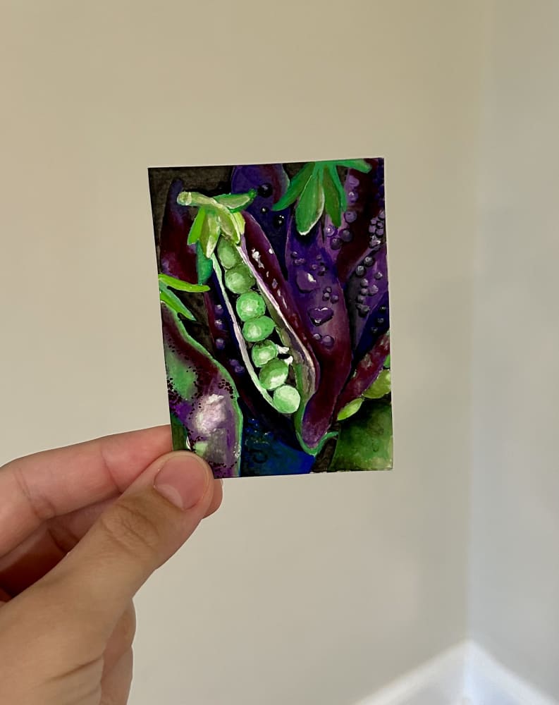 Pretty Peas, Whimsical ACEO by Kaci Easton