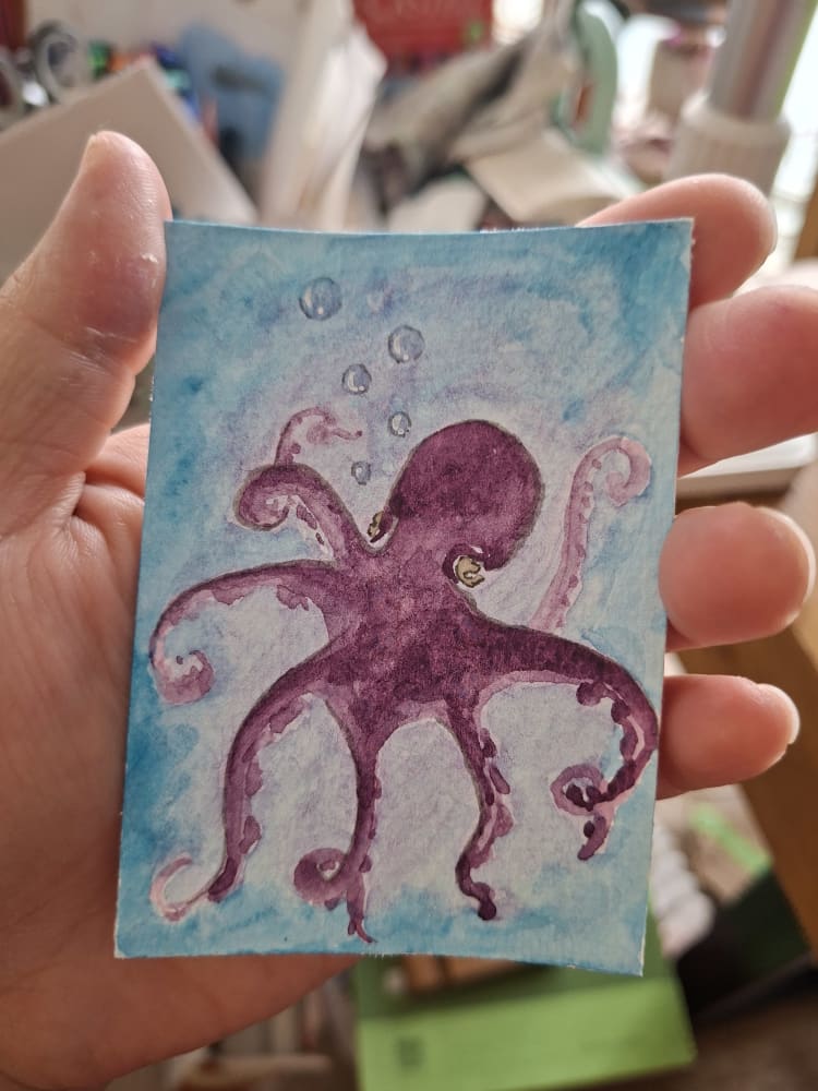 Octopus Chillin', Animals ACEO by Nix Lee