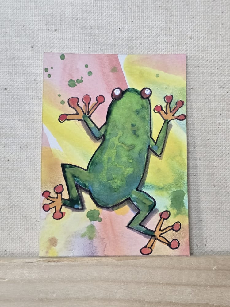 Funky Frog, Animals ACEO by Jo Claire Hall