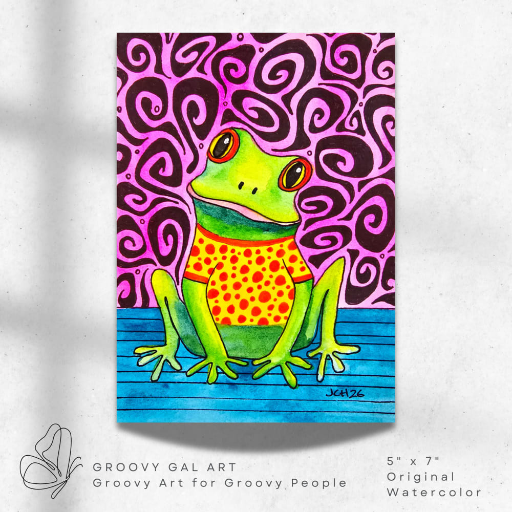 Groovy Frog in Polka Dots by Jo Claire Hall
