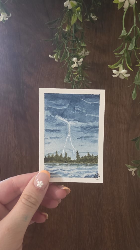 "Lightning On The Lake", Nature ACEO by Keri Fedorchuk