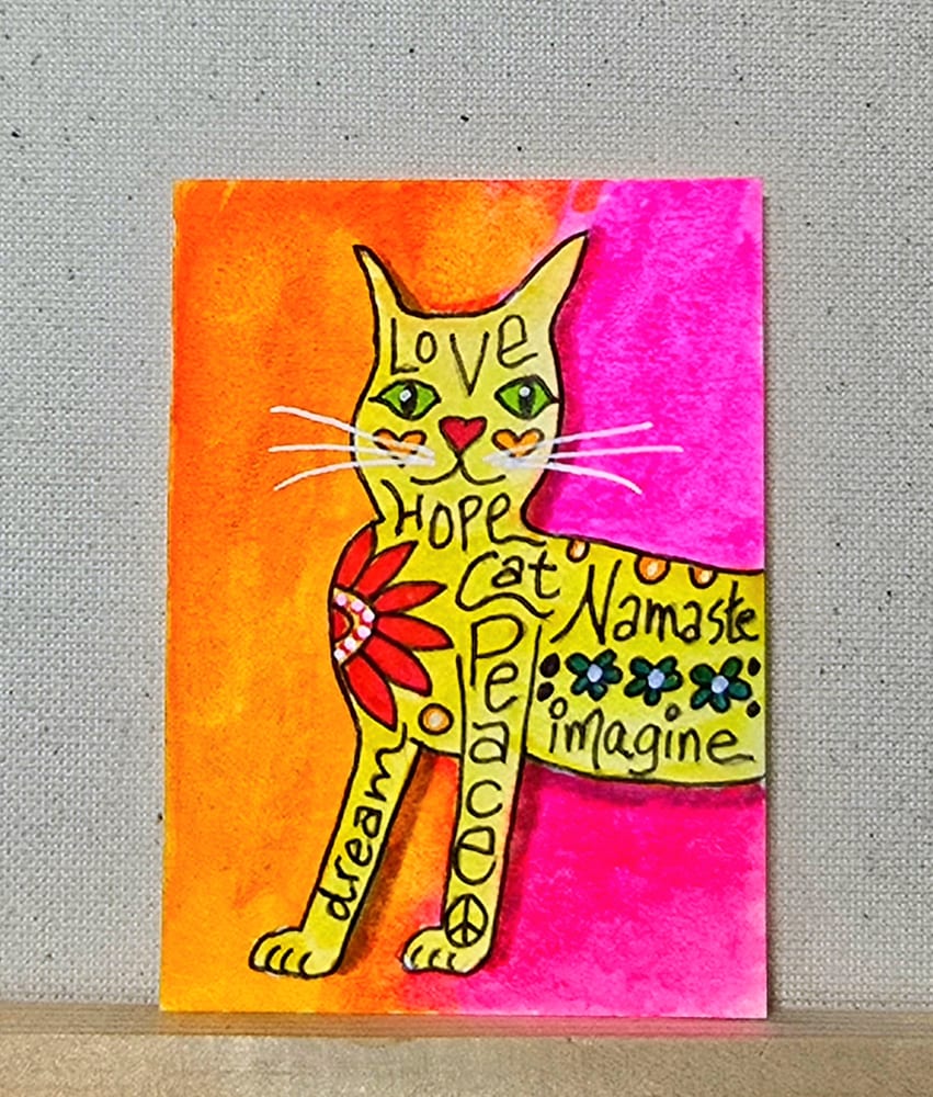 Marcia Brady Inspiration Cat, Animals ACEO by Jo Claire Hall