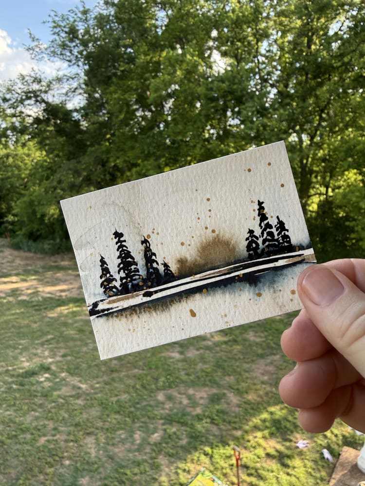 #12 Landscape with Trees, Nature ACEO by ScaryHairLadyArt