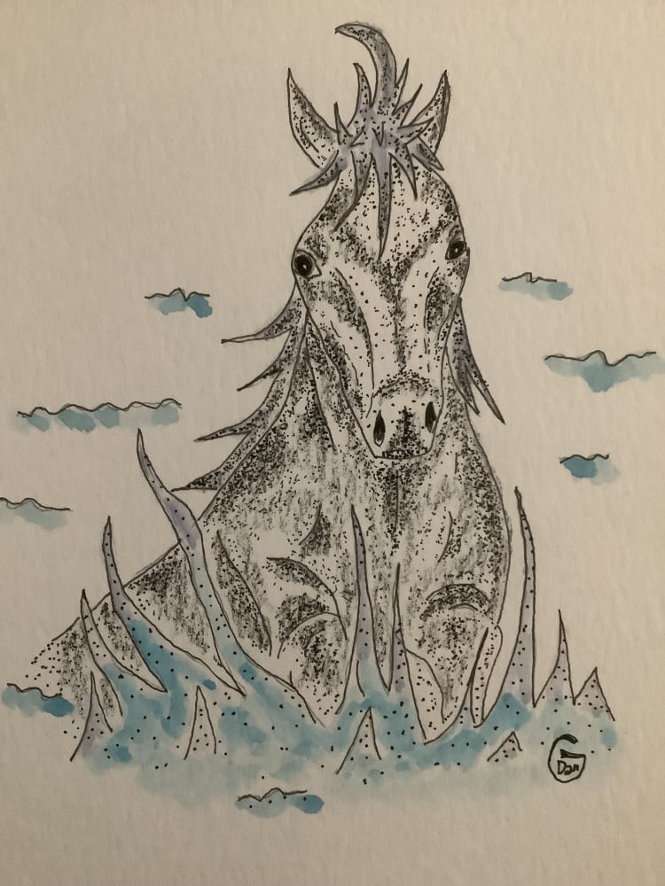 Stallion, horse in water by Daniel Goodwin